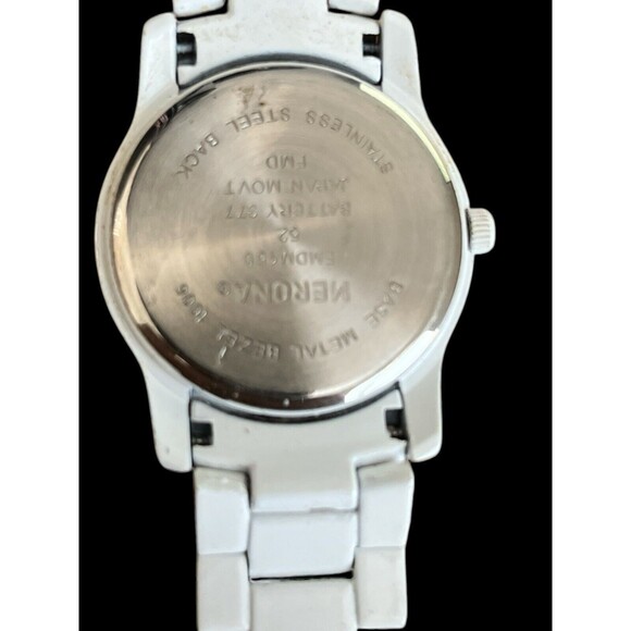 Merona Women's Watch  White Link Bracelet 7" Wristwatch New Battery Works - Picture 4 of 6